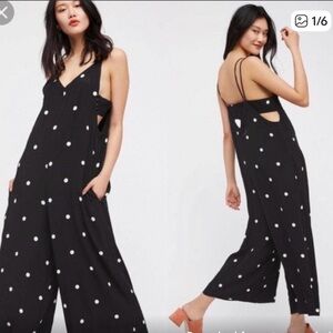 Free People Black and White Polka Dot Jumpsuit
